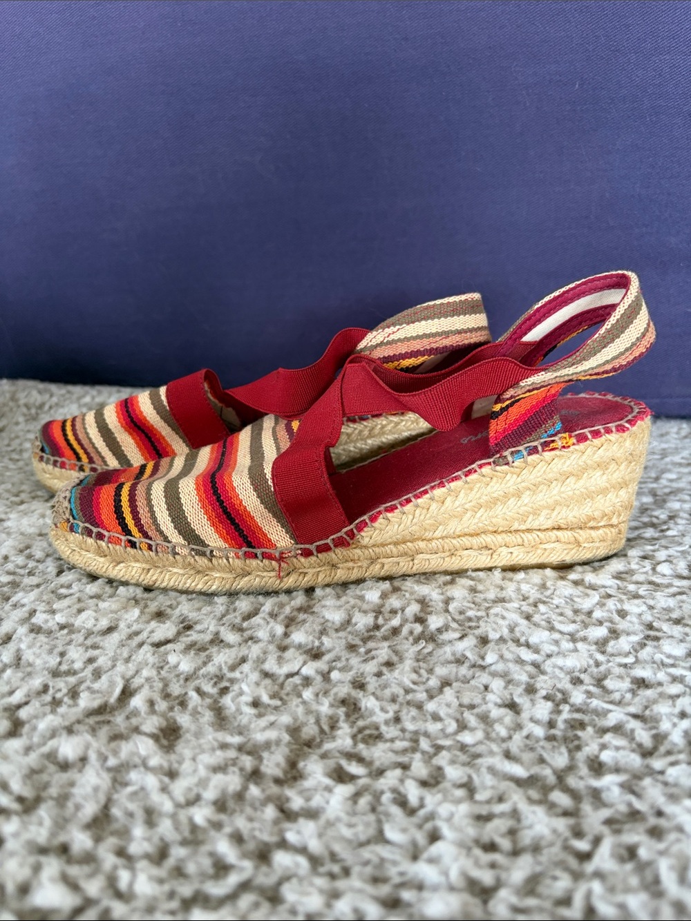 Striped Canvas Espadrilles with Red Accents